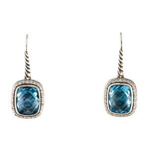 DAVID YURMAN TOPAZ & DIAMOND STERLING SILVER 925 NOBLESSE DROP EARRINGS